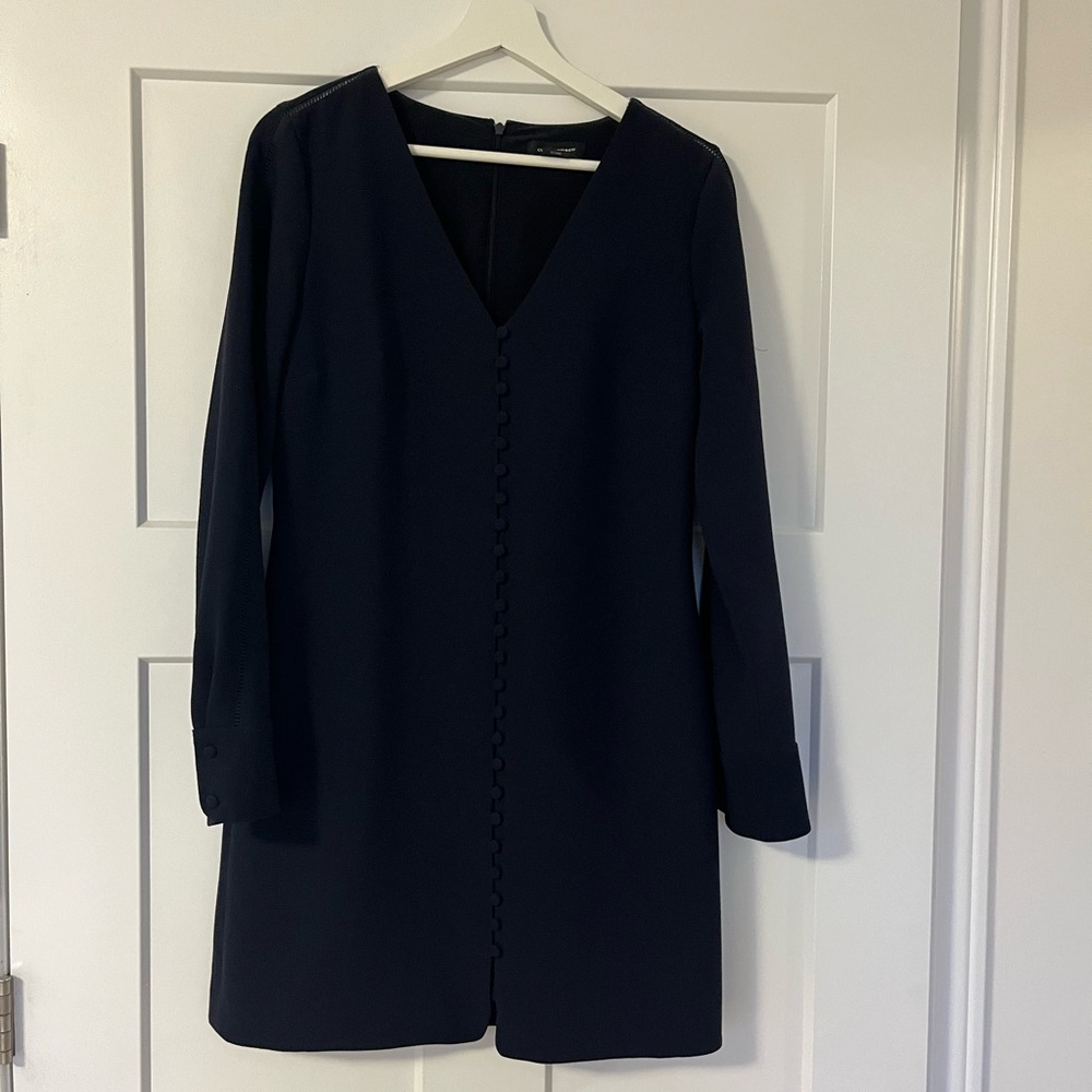 Club Monaco Navy V-Neck Long Sleeve Shift Dress